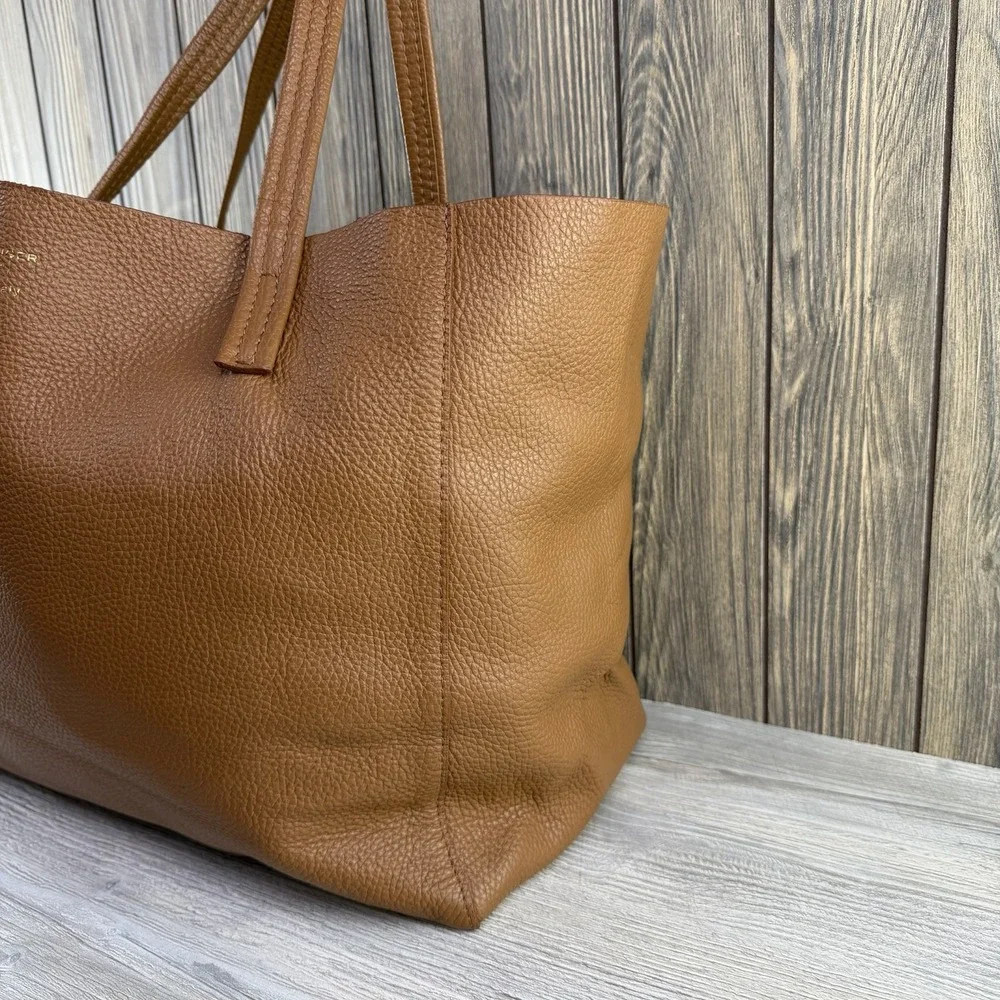 Kurt Geiger London Made in Italy 100% Leather Brown Large Tote Bag Shopper